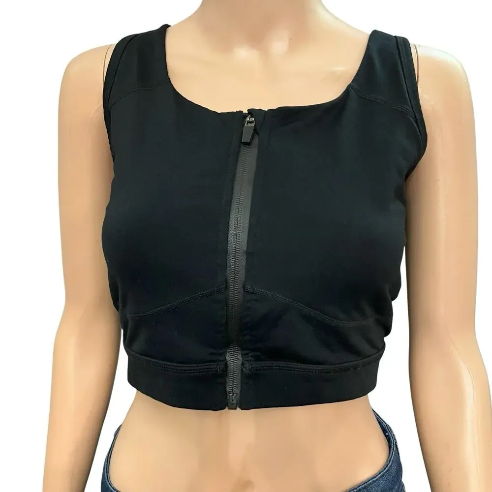 Torrid Zip Front Low Impact Sports Bra 1X Wireless Racerback Black Activewear